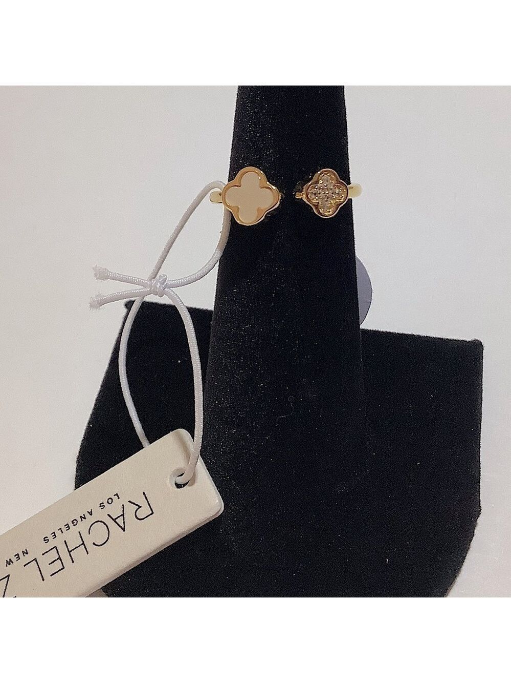 Rachel Zoe Clover Gold Plated Mother Of Pearl Ring 6 New